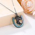 wholesale Sterling Silver Stone Western Cowboy Horseshoe Necklace Cowgirl Gift-0-19