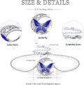 wholesale 925 Sterling Silver Blue Enamel Butterfly & Crescent Moon Adjustable Celtic Knot Bracelet - Irish  for Women-0-3