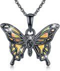 wholesale 925 Sterling Silver Opal Butterfly Pendant Necklace for Women Gifts for Her Valentines Day Jewelry-0-0