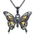 wholesale 925 Sterling Silver Butterfly Pendant Necklace Black Gold Plated Opal For Women-0-0