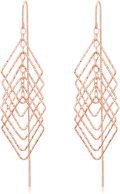 wholesale 925 Sterling Silver Rhombus Tassel Threader Earrings Geometric Shiny Dangle Drop Jewelry Gift for Women-0-0
