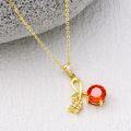 wholesale 14K Gold Red Crystal Flower Pendant Necklace 17 Chain s for Her-0-5