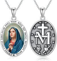 wholesale Sterling Silver Religious Medal Pendant Necklace for Women Men-Virgin Mary_02