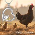 wholesale 925 Sterling Silver Chicken & Chick Heart Pendant Necklace for Women Girls Gifts-0-4