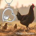 wholesale 925 Sterling Silver Heart Pendant With Enamel Chicken And Chick-0-4