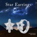 wholesale 925 Sterling Silver Cubic Zirconia Star Huggie Hoop Earrings for Men & Women-0-1