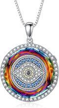 wholesale TOUPOP Evil Eye Necklace Women Sterling Silver Blue Eye Protection Crystal Pendant Luck Jewelry Gifts For Her, 18" With 2" Extender -0-0