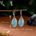 wholesale 925 Sterling Silver Turquoise Vintage Drop Earrings, 18mm Natural Stone, Rhodium Plated, Hypoallergenic, December Birthstone Gift-0-4