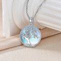 wholesale 925 Sterling Silver Blue Moonstone Tree of Life Raven Owl Pendant Necklace for Women-0-3