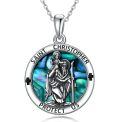 wholesale 925 Sterling Silver Round Pendant with Saint Christopher Protect Us Design - Christian Religious Gift for Women and Men-0-0