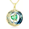 TOUPOP Sterling Silver Blue Crystal Birthstone Moon Star Pendant Necklace-0-0