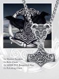 wholesale 925 Sterling Silver Thor Hammer Mjolnir Pendant Necklace Oxidized Viking Ram Head Design-0-5