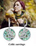 wholesale 925 Sterling Silver Abalone Shell Triquetra Celtic Knot Leverback Earrings-0-5