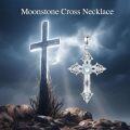 wholesale 925 Sterling Silver Moonstone CZ Cross Pendant Necklace for Women-0-4