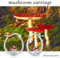 wholesale 925 Sterling Silver Red Enamel Mushroom Huggie Hoop Earrings-0-5
