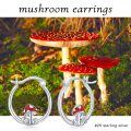 wholesale 925 Sterling Silver Red Enamel Mushroom Huggie Hoop Earrings-0-5