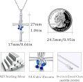 wholesale 925 Sterling Silver Blue Crystal Celtic Cross Pendant Necklace s for Women-0-4