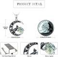 wholesale 925 Sterling Silver Green Moss Agate Cat Crescent Moon Necklace for Women Witchcraft Jewelry-0-3
