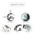 wholesale 925 Sterling Silver Green Moss Agate Cat Crescent Moon Necklace for Women Witchcraft Jewelry-0-3