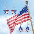wholesale Silver Star-Shaped Dangle Earrings with American Flag Design Independence Day s for Women and Daughters-0-5
