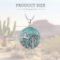 wholesale 925 Sterling Silver Turquoise & Cactus Pendant Necklace for Women Cowboy -0-3