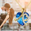 wholesale 14K Gold & Crystal I Love You Forever Heart Necklace, 0.56 14.4mm, 16-18 Chain, Sensitive-Skin Friendly, Meaningful Gift for Her/Him/Self-0-5