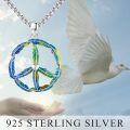wholesale 925 Sterling Silver Feathered Peace Sign Moonstone Pendant Necklace for Women-0-3