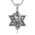 wholesale 925 Sterling Silver Star of David Necklace w/ Lion & Santa Muerte Pendant-0-0