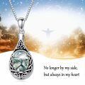 wholesale 925 Sterling Silver Cremation Urn Pendant Necklace Celtic Knot Blue Opal Teardrop Platinum Plated-0-32
