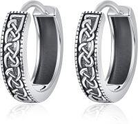wholesale 925 Sterling Silver Celtic Knot Hoop Huggie Earrings  for Men & Women-Celtic Knot-A