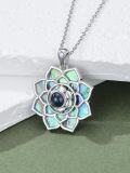 wholesale 925 Sterling Silver Lotus Abalone Shell Photo Projection Necklace with Nanotechnology Love Stone-0-1