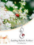 wholesale 925 Sterling Silver Red Flower and Ladybug Infinity Pendant Necklace for Women-0-5