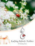 wholesale 925 Sterling Silver Red Flower and Ladybug Infinity Pendant Necklace for Women-0-5