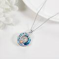 wholesale 925 Sterling Silver Blue Crystal Moon Fox Pendant Necklace - Gifts for Women/Mom/Sister-0-4