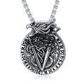wholesale 925 Sterling Silver Viking Dragon Yin Yang Celtic Pendant Necklace with Runes and Chain - Norse Pagan s for Men & Women-0-0