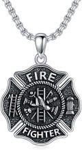 wholesale 925 Sterling Silver Maltese Cross Fire Fighter Badge Necklace Pendant for Men & Women-0-0