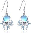 wholesale 925 Sterling Silver Octopus Drop Dangle Earring with Blue Crystal Stone  for Women Girls Mother's Day Present-0-0