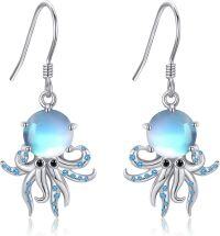 wholesale 925 Sterling Silver Octopus Drop Dangle Earring with Blue Crystal Stone  for Women Girls Mother's Day Present-Octopus-Octopus