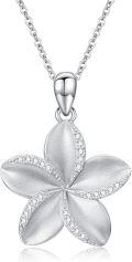 wholesale 925 Sterling Silver Plumeria Pendant Necklace for Women s-0-0