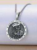 wholesale 925 Sterling Silver Saint Florlan Protect Us Religious Medal Pendant Necklace for Women and Men-0-3