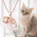 wholesale 14K Gold Pink Crystal Black Cat Pendant Necklace for Women Cats Lover-0-33