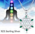 wholesale 925 Sterling Silver 7 Chakra Green Stone Pendant Necklace for Women-0-1