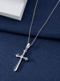 wholesale 925 Sterling Silver Blue Stone Inlay Cross Pendant Necklace for Women Christian -0-2