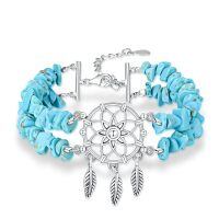 wholesale 925 Sterling Silver Dreamcatcher Turquoise Chip Bracelet-Dream Catcher