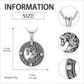 wholesale 925 Sterling Silver Norse Mythology Horse Head Pendant Necklace for Men Women Gifts-0-4