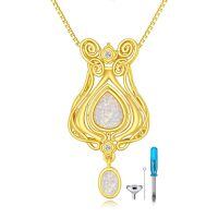 wholesale Gold 925 Sterling Silver Opal Tree of Life Urn Pendant Keepsake Necklace for Ashes Cremation Jewelry with Funnel and Pin Tool Set-E-Opal Urn Necklace