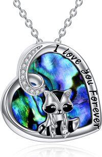 wholesale 925 Sterling Silver Abalone Shell I Love You Forever Raccoon Pendant Necklace for Women-abalone shell raccoon