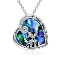 wholesale 925 Sterling Silver Abalone Shell I Love You Forever Raccoon Pendant Necklace for Women-abalone shell raccoon