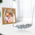 wholesale 925 Sterling Silver 925 Feather Pendant Necklace w/ Turquoise Stone - Native American Style Jewelry for Women-0-1