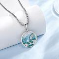 wholesale 925 Sterling Silver Blue Green Stone Whale Pendant Necklace for Women and Men-0-2
